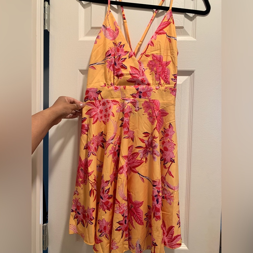 Floral Yellow and Pink Dress